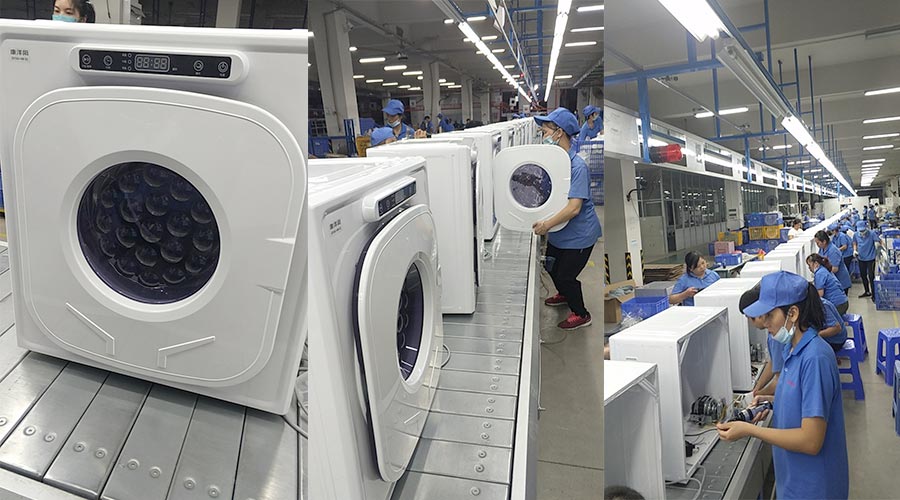 現(xiàn)場圖示！家用干衣機工廠生產線組成